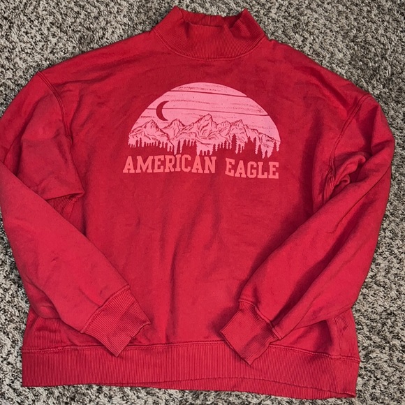 American Eagle Outfitters Red Long Sleeve Turtleneck Sweatshirt Women’s - Picture 1 of 3